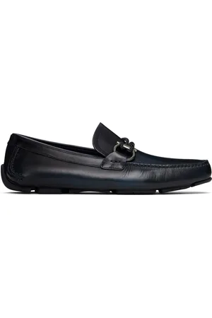 Salvatore Ferragamo Flâneurs de conduite bleu marine à ferrure Gancini