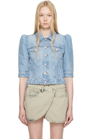 COPERNI Blouson ajusté et écourté bleu en denim