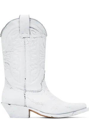 Maison Margiela Bottes de cowboy peintes blanches