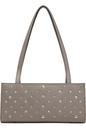 Conner Ives Sac baguette gris en soie coupée sur le biais