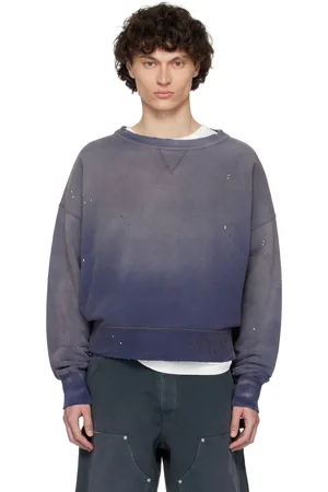Maison Margiela Pull molletonné bleu à logo graffiti