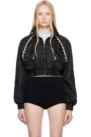 AREA Blouson de survêtement noir à garnitures à ornements facettés