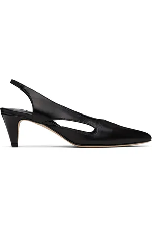 By Far Chaussures à talon Runa noires en cuir de veau grainé