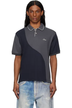 DIME Polo bleu marine en tricot gaufré