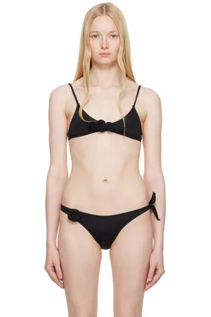 COPERNI Haut de bikini noir à appliqués floraux
