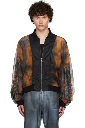 Andersson Bell Blouson aviateur étagé noir et orange en filet