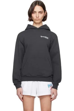 Sporty & Rich Pull à capuche noir à logo HWCNY