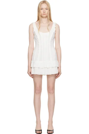 DANIELLE GUIZIO Robe courte Raphelle blanche en broderie anglaise