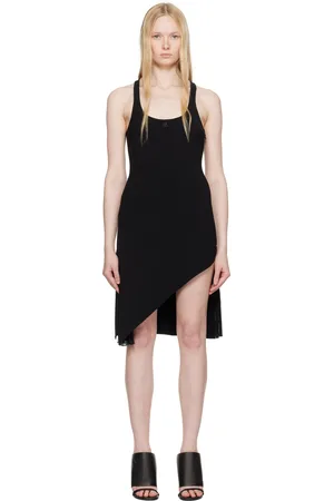 Courrèges Robe trapèze courte Infinity noire à plis