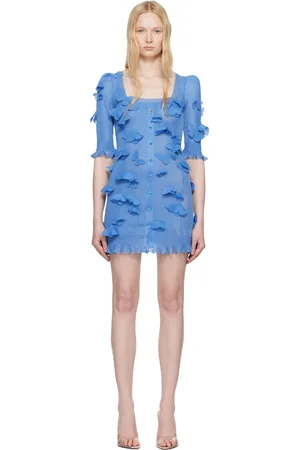COPERNI Robe courte bleue en tricot à appliqués de papillon