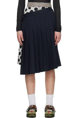 Charles Jeffrey Loverboy Jupe-short bleu marine et beige à taille à motif