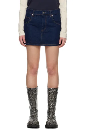 Charles Jeffrey Loverboy Minijupe bleu marine en denim à empiècement en tricot