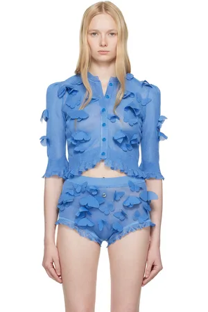 COPERNI Haut bleu en tricot à appliqués de papillon