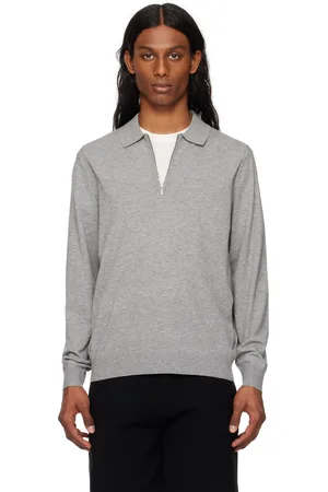 THEORY Polo gris à glissière un quart