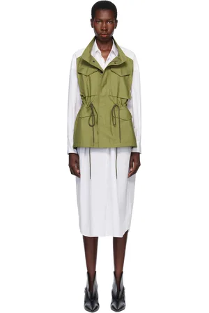JUNYA WATANABE Robe chemise midi blanc et kaki