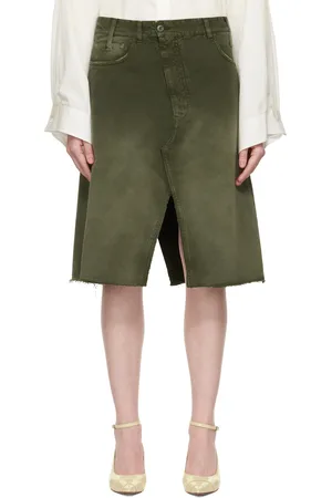 Maison Margiela Jupe midi verte en denim