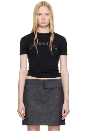 Courrèges T-shirt noir à imprimé Medusa contrastant
