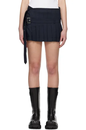 Charles Jeffrey Loverboy Minijupe de style kilt bleu marine à assemblage portefeuille