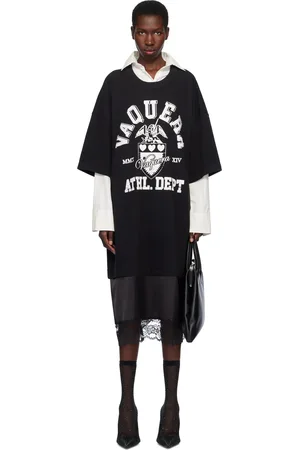 Vaquera Robe t-shirt longue surdimensionnée noire à panneau de style fond de robe