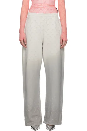 Marine Serre Pantalon de survêtement gris à effet délavé et à motif à logos