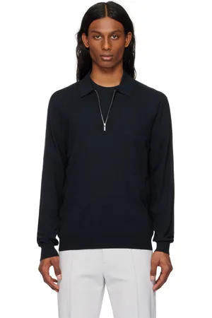 THEORY Polo bleu marine à glissière un quart