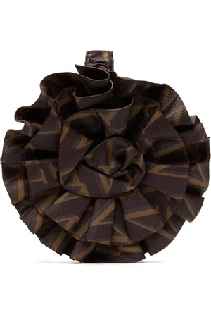 Vaquera Pochette de style boutonnière brun à monogrammes