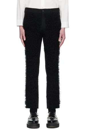 Comme des Garçons Pantalon noir en gabardine de laine à garniture en tulle de nylon