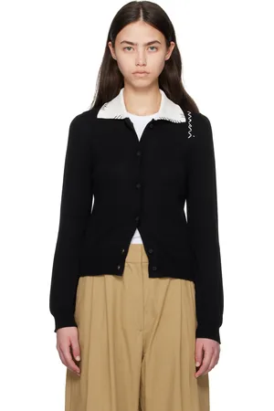 Marni Cardigan noir en coton à logo à effet raccommodé