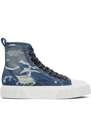 Marc Jacobs Baskets montantes bleues en denim à déchirures