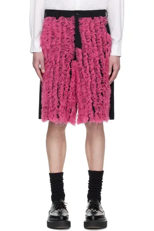 Comme des Garçons Short noir et rose en gabardine de laine à garniture en tulle de nylon