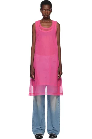 Comme des Garçons Débardeur noir et rose en jersey et en tulle de nylon