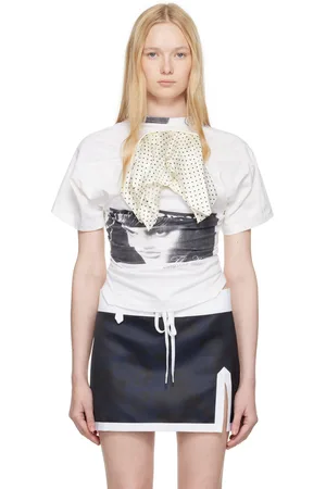 all in T-shirt torsadé blanc cassé à foulard