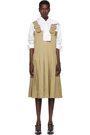 Comme des Garçons Robe midi lavée en pièce kaki en sergé de coton