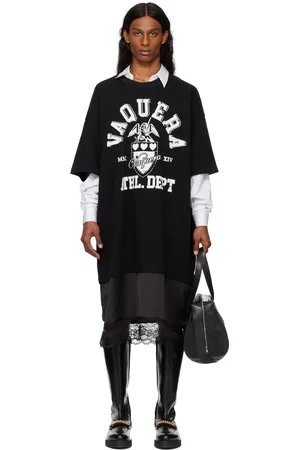 Vaquera Robe t-shirt midi surdimensionnée noire à panneau de style fond de robe