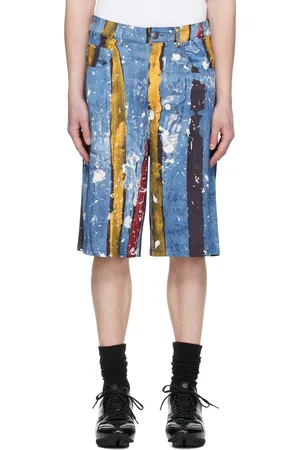 Charles Jeffrey Loverboy Short bleu marine et bleu à motif de denim trompe l