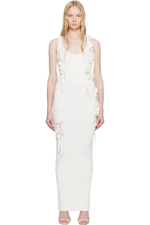 COPERNI Robe débardeur longue blanche en tricot à rubans