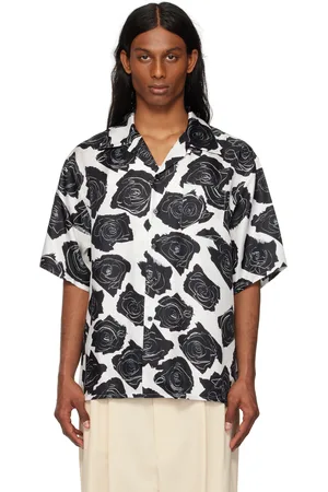 Marni Chemise de bowling blanc et noir en soie à imprimé Cybele