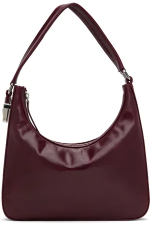 By Far Sac Rhea bourgogne en cuir froissé