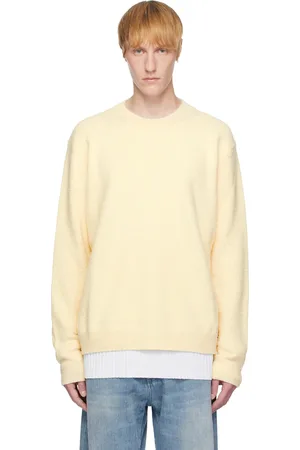 Maison Margiela Pull blanc cassé en tricot bouloché