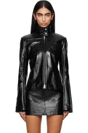Courrèges Blouson noir à logo gaufré