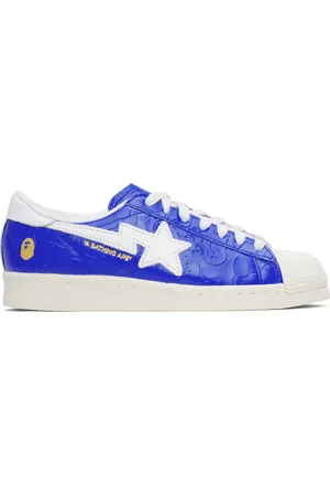 BAPE Baskets SSTR bleu et blanc édition adidas Originals