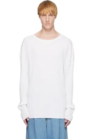 Maison Margiela Pull blanc en tricot côtelé