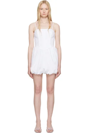 FLEUR DU MAL Robe courte blanche en popeline à ourlet bouffant