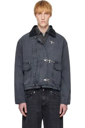 mfpen Blouson noir en denim à fermoirs de style mousqueton