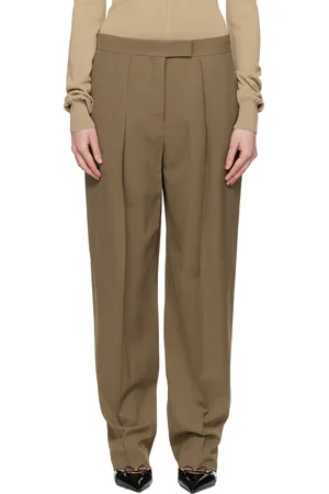 Salvatore Ferragamo Pantalon taupe à plis creux