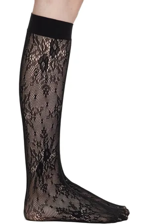 Swedish Stockings Chaussettes hauteur genou Rosa noires en dentelle