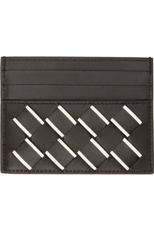 Bottega Veneta Porte-carte brun en cuir tissé façon intrecciato