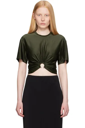 Paco rabanne T-shirt écourté kaki en jersey