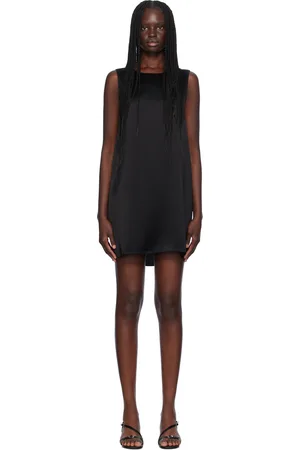 Leset Robe courte noire en satin Barb