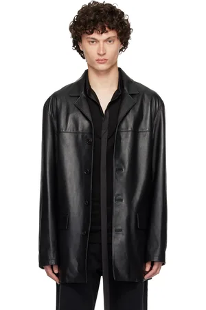 1017 ALYX 9SM Veston noir en cuir à quatre boutons